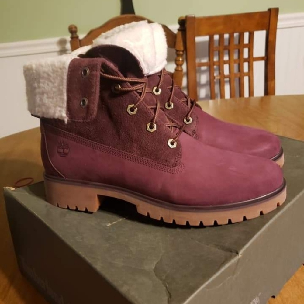 Burgundy Timberlands Boots